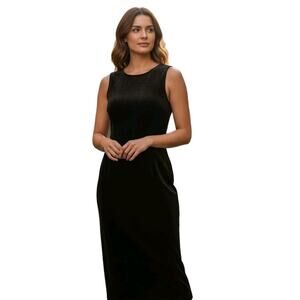 Ouida Velvet Maxi Tank Dress Sz 18 Black Business Semi-Formal Classic Party Vntg